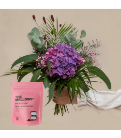 Hortensia buketten der kan tørre. Alle blomster i hortensia buketten kan tørre og forvandle buketten til en evighedsbuket.
