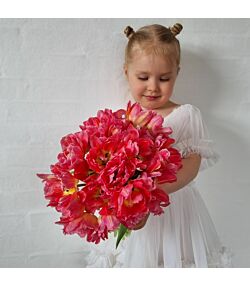 Bundt med 25 lyserøde dobbeltblomstrende tulipaner