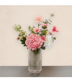 Kunstig buket med lyserøde og hvide blomster